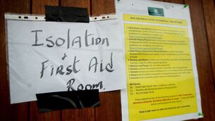 <p>An isolation room at Holycross GAA Club in Tipperary outlines the protocols required in the fight against Covid-19. A positive Covid case forced Dublin to make four late changes to their panel for Saturday’s Leinster hurling final, a sharp reminder that the pandemic remains a very real threat to sport. 	<span class="contextmenu emphasis CaptionCredit">Picture: Inpho/James Crombie</span>
            </p>