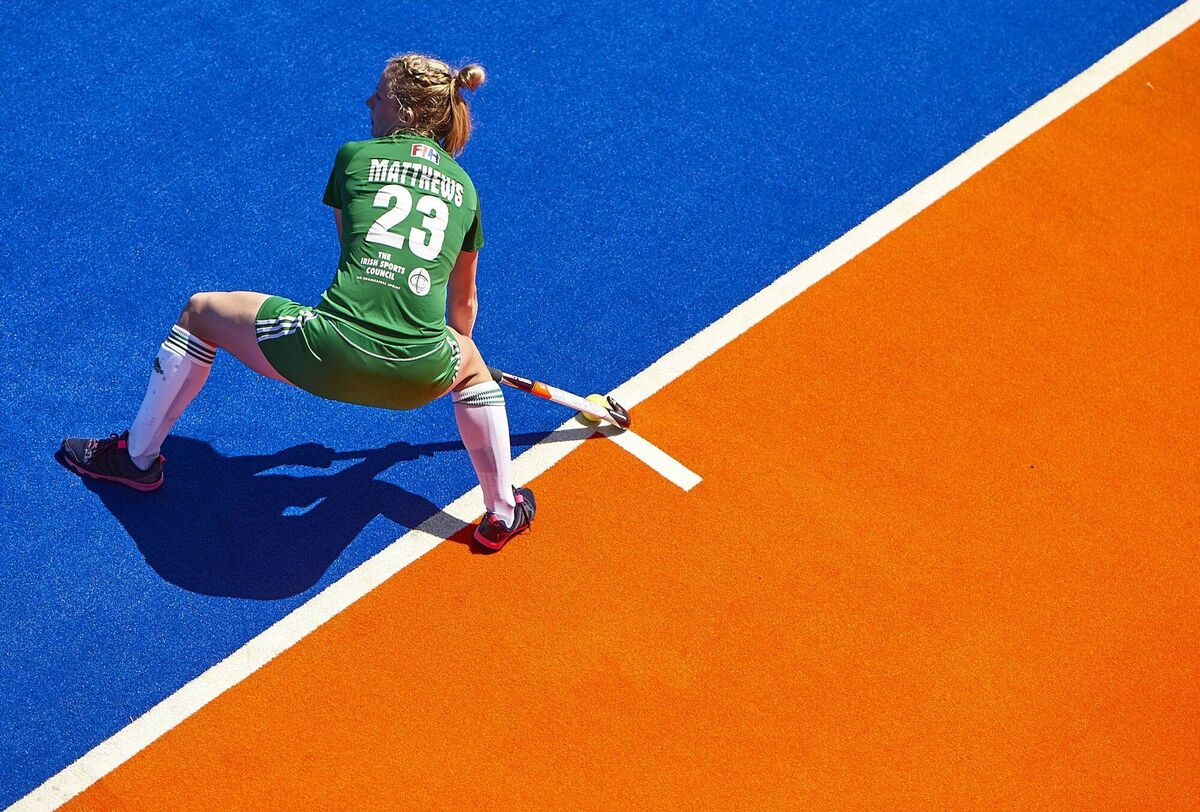 Hannah Matthews of Ireland in action during the match between United States and Ireland at Polideportivo Virgen del Carmen during day seven of the Hockey World League Semi-Final in 2015. Picture: Manuel Queimadelos Alonso/Getty Images