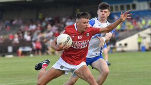 <p> Hugh O'Connor, Cork is tackled by Brayden Dee-Carter, Waterford. Picture Dan Linehan</p>