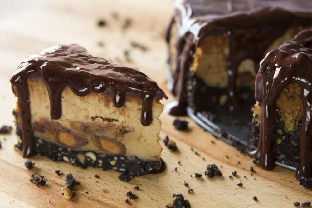 Chocolate and peanut butter layer cake