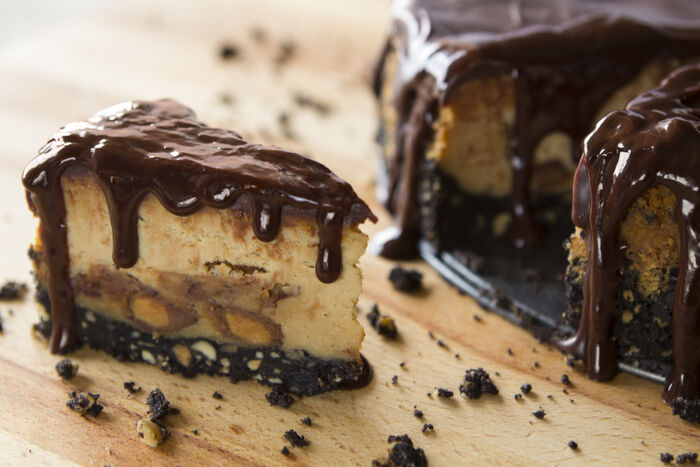 Chocolate and peanut butter layer cake