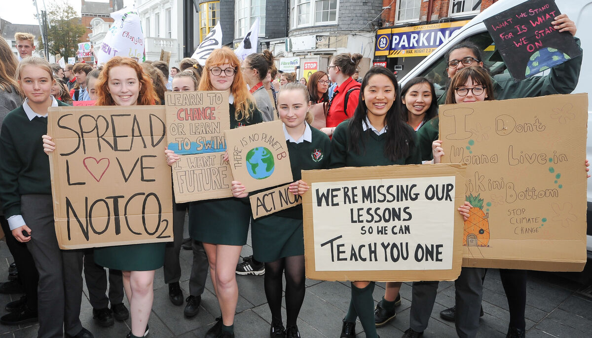  Students from St Aloysius' Cork, taking part in the Cork Climate Strike rally on Grand Parade in 2019. It is unforgivable to inflict our environmental errors on another generation.Photo: David Keane.