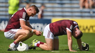 <p>Joe Canning of Galway, left, and Aidan Harte react after their side's defeat in the GAA Hurling All-Ireland Senior Championship Round 2 against Waterford. Have we seen the last of the sport's top scorer of all time? PM O'Sullivan thinks so. Picture: Harry Murphy/Sportsfile</p>