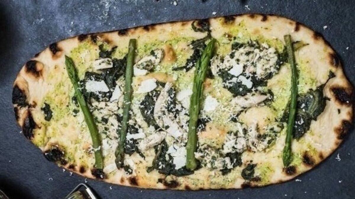 Asparagus and wild garlic flatbread