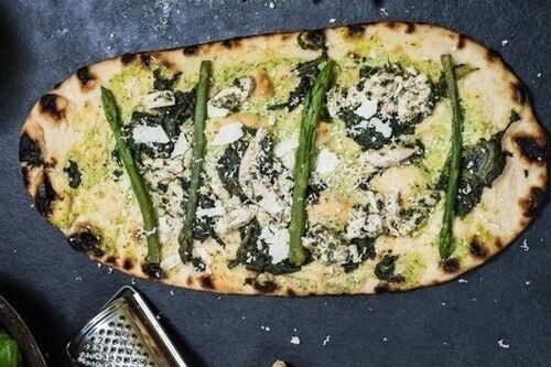 Asparagus and wild garlic flatbread