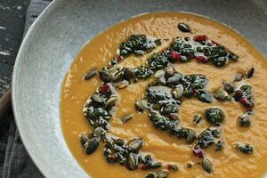Pumpkin soup with herb oil