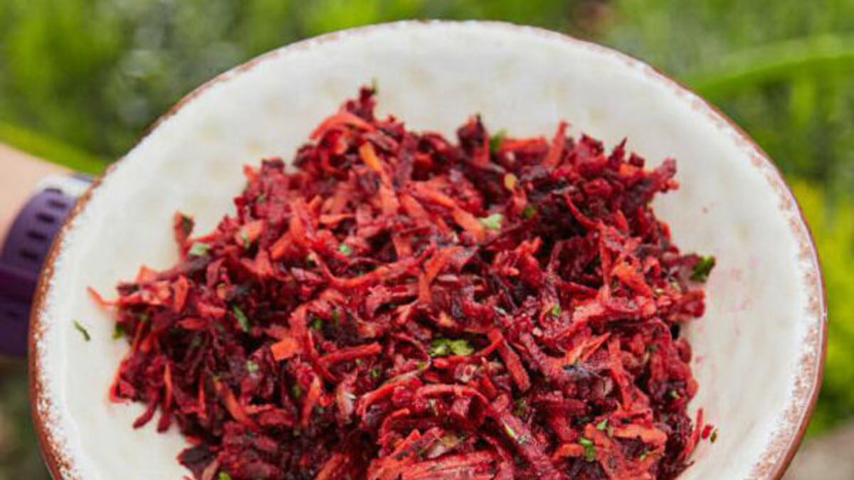 Carrot, apple and beetroot slaw