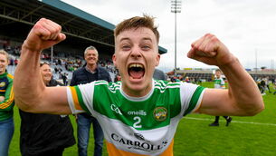 <p>Offaly's Aaron Brazil celebrates at MW Hire O'Moore Park. Photo by Matt Browne/Sportsfile</p>
