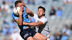 <p>Dublin's Ciarán Kilkenny in action against Shea Ryan of Kildare at Croke Park. Photo by Piaras Ó Mídheach/Sportsfile</p>