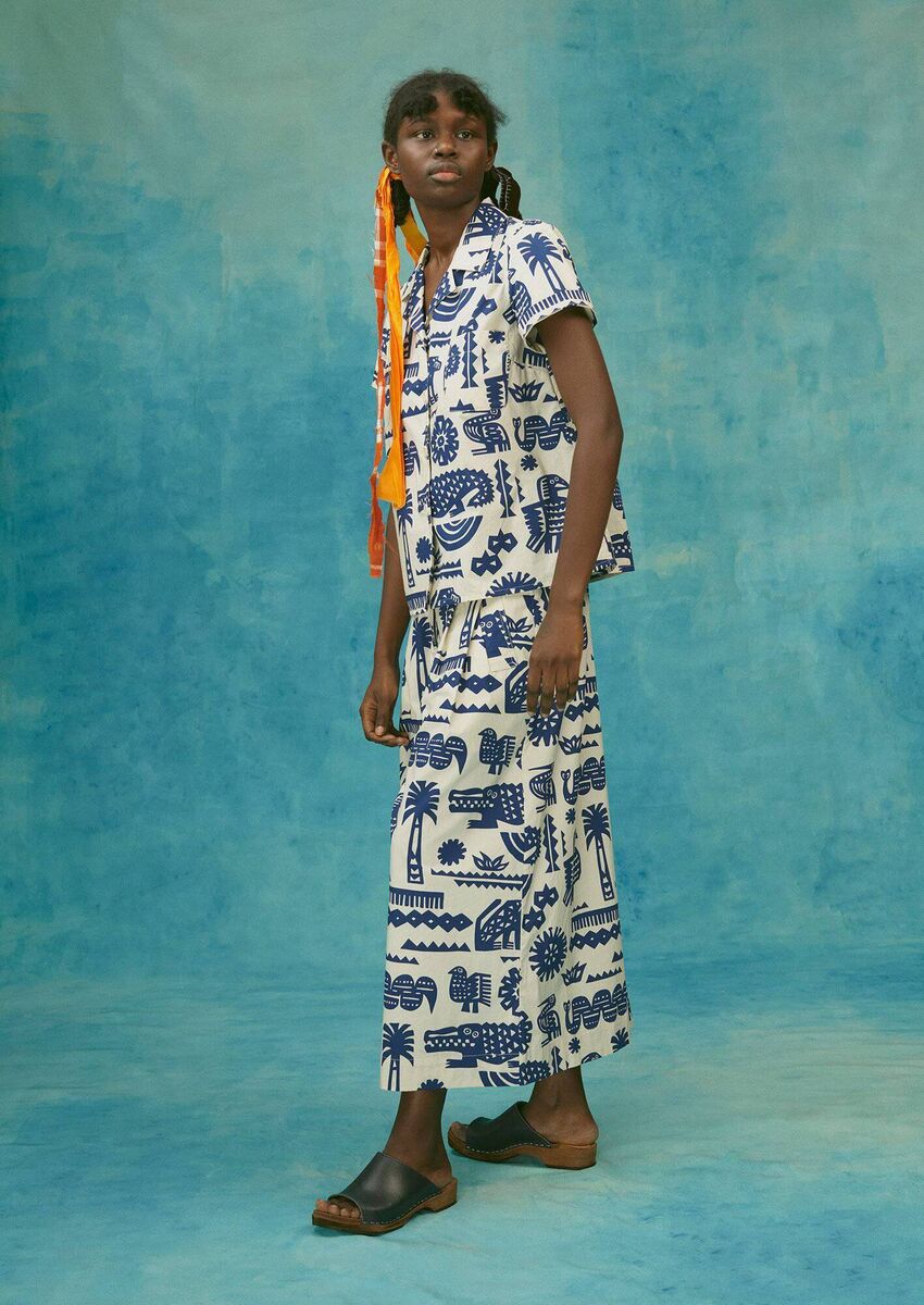 'Vivo' print poplin shirt (€159) and trousers (€199), Toast.