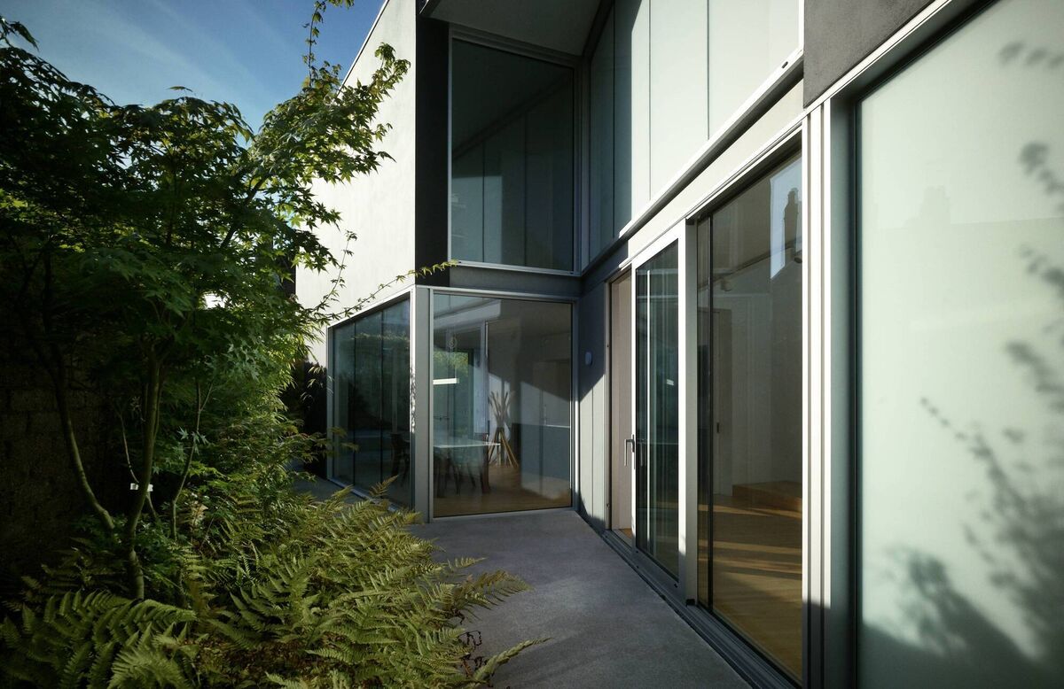 Main entrance is to the side