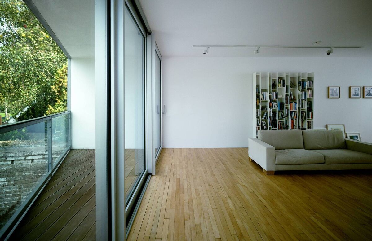 Living area next to balcony