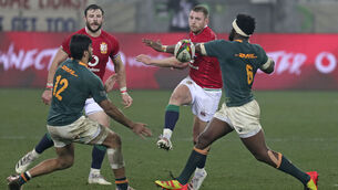 <p class="contextmenu Body Body">The Lions fell short because their backs were never given any ammunition until Finn Russell fired up his arsenal. (AP Photo/Halden Krog)</p>