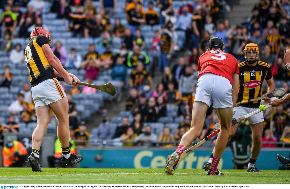 Adrian Mullen of Kilkenny scores a last minute goal to force extra-time. Picture: Ray McManus/Sportsfile