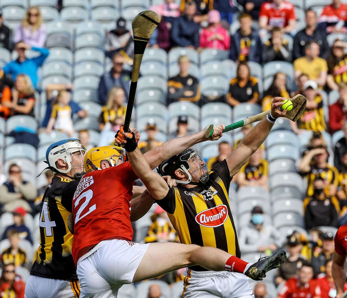 Kilkenny's Richie Hogan and Niall O'Leary of Cork. Picture: INPHO/Lorraine O'Sullivan