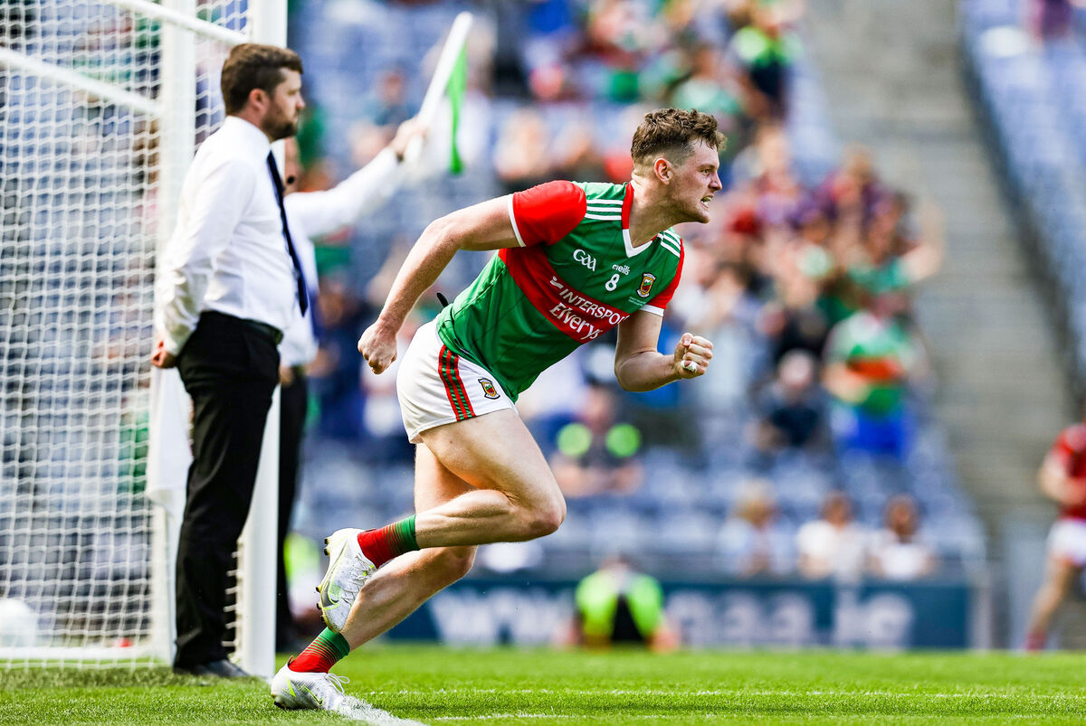 Mayo's Matthew Ruane celebrates after scoring a goal in the Connacht final. Picture: INPHO/Tommy Dickson