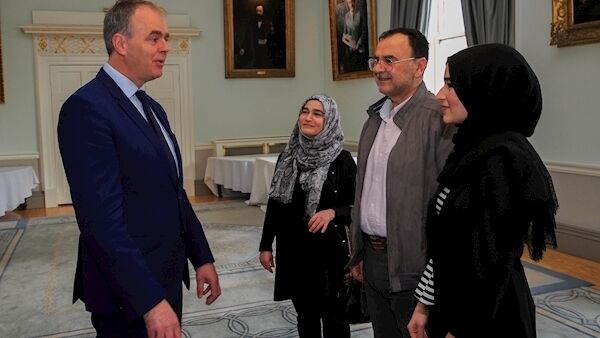 Minister for Education and Skills Joe McHugh T.D speaking to members of the Alshleh family We Sam Jouma (Suaad's Mother), Issam Alshleh (Suaads father) & Suaad Alshleh. Picture: Gareth Chaney / Collins Minister for Education and Skills Joe McHugh T.D speaking to members of the Alshleh family We Sam Jouma (Suaad's Mother), Issam Alshleh (Suaads father) & Suaad Alshleh. Picture: Gareth Chaney / Collins