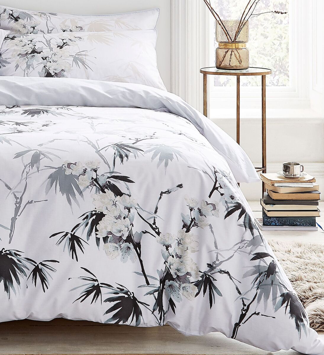 Harvey Norman's Bianca Kyoto double duvet is finished in a gentle monochrome pattern with faux fur and warm metallics providing a layered and textured finish (double duvet set €40). Harvey Norman's Bianca Kyoto double duvet is finished in a gentle monochrome pattern with faux fur and warm metallics providing a layered and textured finish (double duvet set €40).