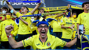 <p>Villarreal fans at Windsor Park. Picture: INPHO/Presseye/William Cherry</p>
