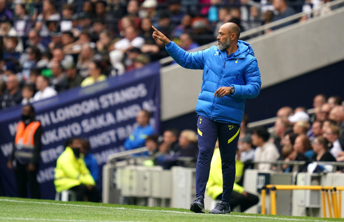 Tottenham Hotspur manager Nuno Espirito Santo gestures on the touchline during The Mind Series match at the Tottenham Hotspur Stadium last week. Picture: John Walton/PA Wire