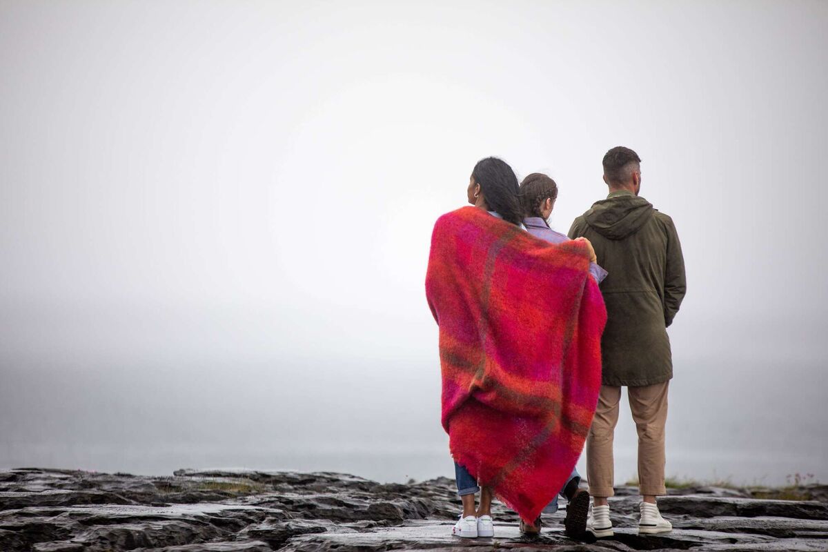 John Hanly mohair throw bright red and pink check €156.76.