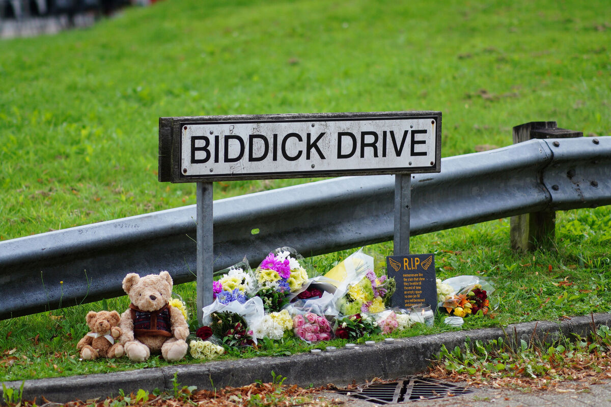 Tributes left in Biddick Drive in the Keyham area of Plymouth