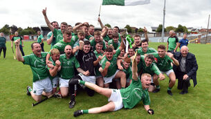 <p> 15th August 2021.. Araglen players celebrate after defeating Freemount in the Co-Op Superstores JBHC 2020 final at Pairc Ui Rinn. Picture: Eddie O'Hare</p>