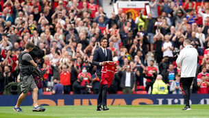 <p>Manchester United’s Raphael Varane is introduced to fans at Old Trafford following his transfer from Real Madrid in a a four-year deal. <span class="contextmenu emphasis CaptionCredit">Picture: </span>Martin Rickett</p>