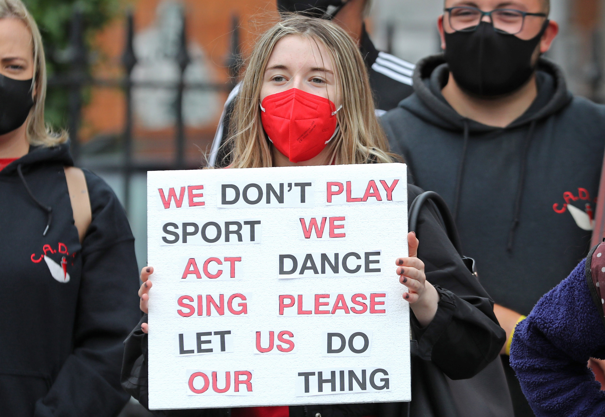 WATCH: Students and teachers in Cork protest ongoing closure of indoor performing arts classes