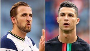 <p>Harry Kane and Cristiano Ronaldo (Richard Heathcote/Mike Egerton/PA)</p>