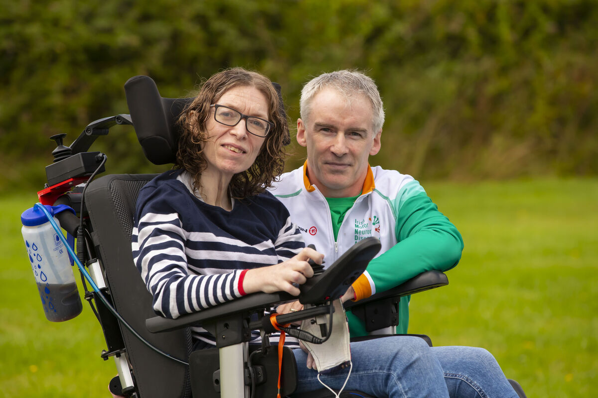  Sinead McGrath and her husband Malcom. “It used to be the case Sinead could be left alone for two or three hours, but now she might need to move her arm or need a drink so it is 24-hour support.” Picture: Patrick Browne