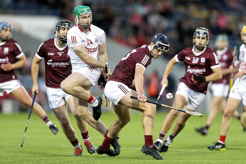 Galway's Eoghain Geraghty and Luke Horgan of Cork. Picture: INPHO/Laszlo Geczo
