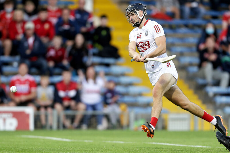 Cork's Padraig Power scores his side’s third goal. Picture: INPHO/Laszlo Geczo