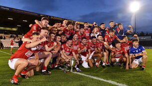 <p>Cork U20 players celebrate with the cup after beating Galway in the All-Ireland final. Picture: Sam Barnes/Sportsfile</p>