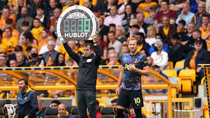 <p>Tottenham Hotspur's Harry Kane prepares to come on as a substitute</p>