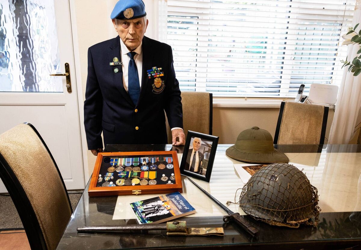 Jadotville veteran, Michael Tighe, with some of his army memorabilia. Photo: Bob Morrison Jadotville veteran, Michael Tighe, with some of his army memorabilia. Photo: Bob Morrison