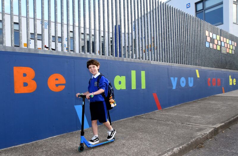 Jack Ruby arriving back to school at Bunscoil Rinn an Chabhlaigh. Picture: Denis Minihane Jack Ruby arriving back to school at Bunscoil Rinn an Chabhlaigh. Picture: Denis Minihane
