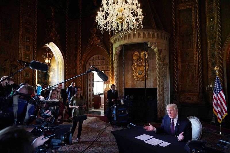 Former US president Donald Trump speaks to the press in his Mar-a-Lago resort in Palm Beach, Florida, in November 2018. Picture: Mandel Ngan/AFP via Getty Images.
Former US president Donald Trump speaks to the press in his Mar-a-Lago resort in Palm Beach, Florida, in November 2018. Picture: Mandel Ngan/AFP via Getty Images.