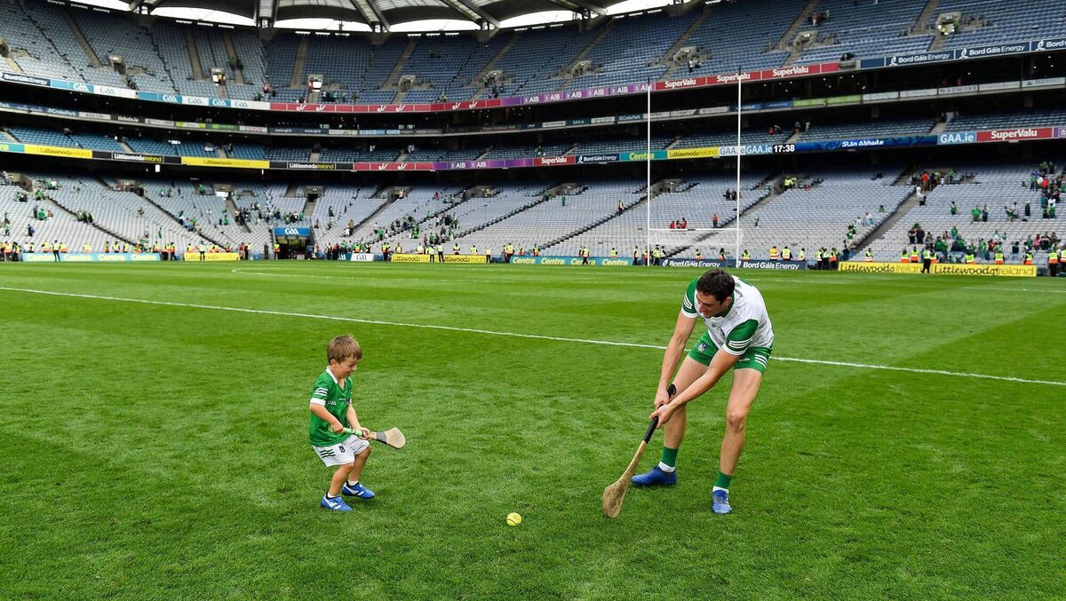 PREPARING THE NEXT GENERATION: Nickie Quaid with his nephew Thomas after last weekend’s All-Ireland final. ‘Thomas was born in January 2018,’ Nickie writes. ‘He is named after my father. He was only eight months old when we won our first All-Ireland. I remember at the time thinking that maybe it took another Thomas to come along for it to happen for Limerick.’ Picture: Brendan Moran/Sportsfile PREPARING THE NEXT GENERATION: Nickie Quaid with his nephew Thomas after last weekend’s All-Ireland final. ‘Thomas was born in January 2018,’ Nickie writes. ‘He is named after my father. He was only eight months old when we won our first All-Ireland. I remember at the time thinking that maybe it took another Thomas to come along for it to happen for Limerick.’ Picture: Brendan Moran/Sportsfile