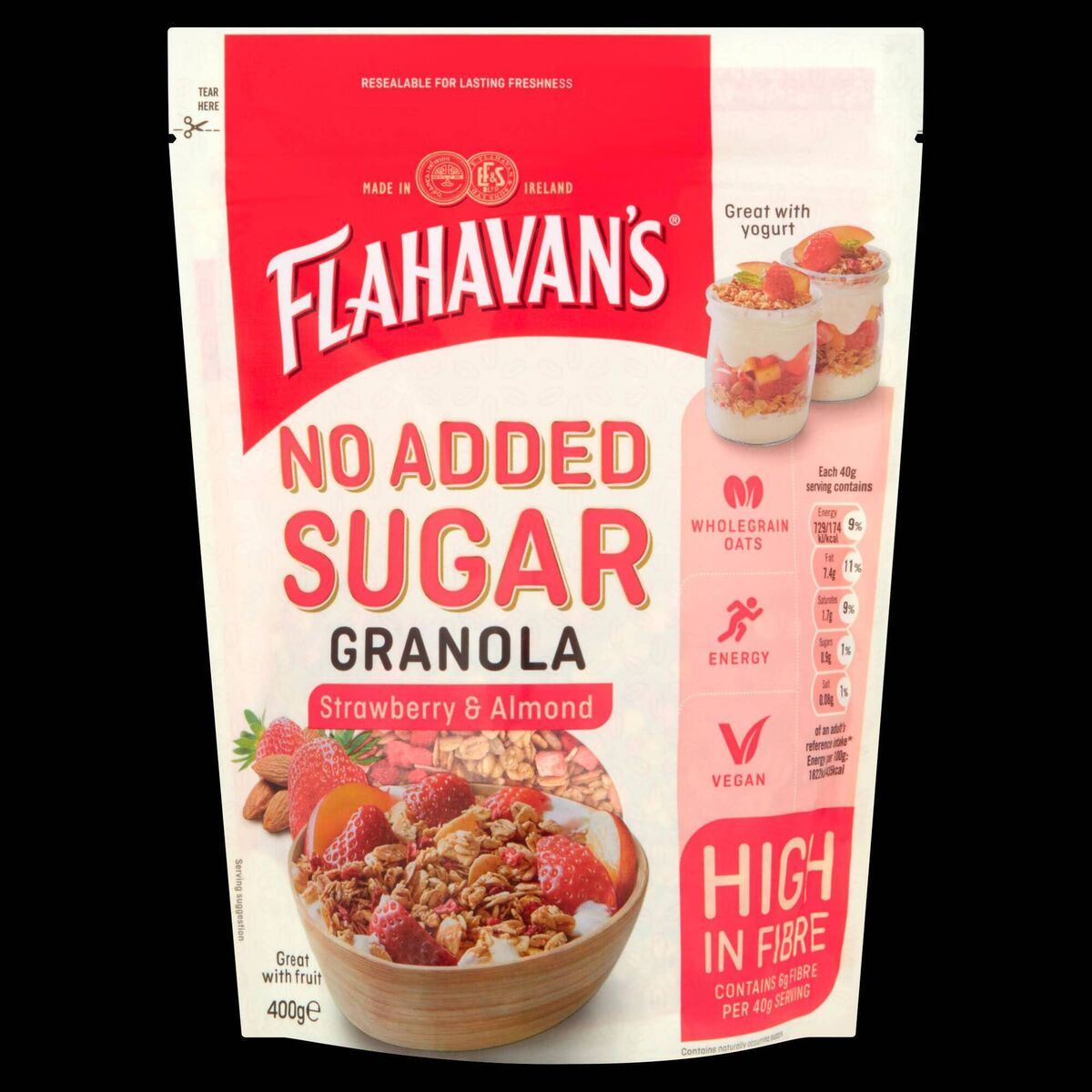 Flahavan's No added sugar granola: strawberry and almond Flahavan's No added sugar granola: strawberry and almond