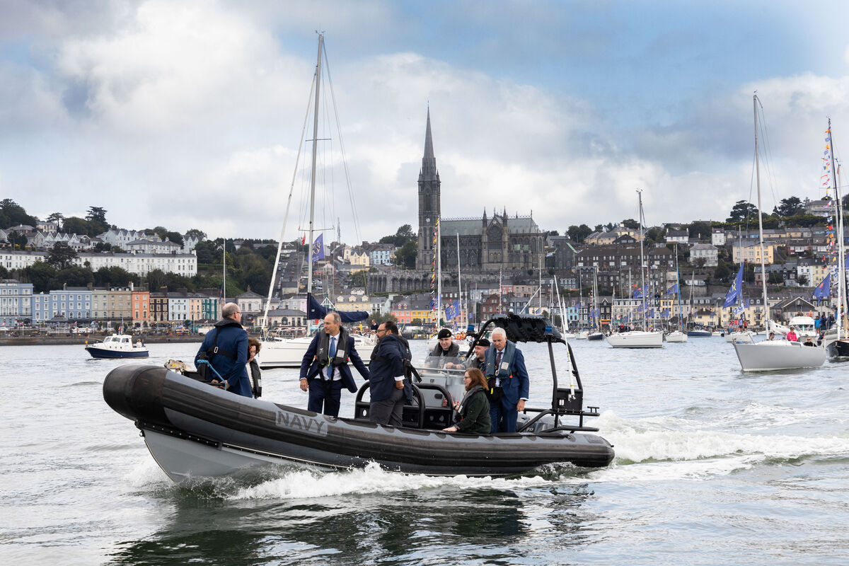 Micheál Martin, Simon Coveney, Mayor of Cork County Cllr Gillian Coughlan and Colin Morehead, admiral of Royal Cork Yacht Club. Picture: Darragh Kane Micheál Martin, Simon Coveney, Mayor of Cork County Cllr Gillian Coughlan and Colin Morehead, admiral of Royal Cork Yacht Club. Picture: Darragh Kane