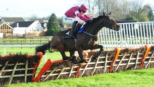 <p>Battle Of Actium and Donagh Meylerin action at Down Royal. Picture: Healy Racing.</p>