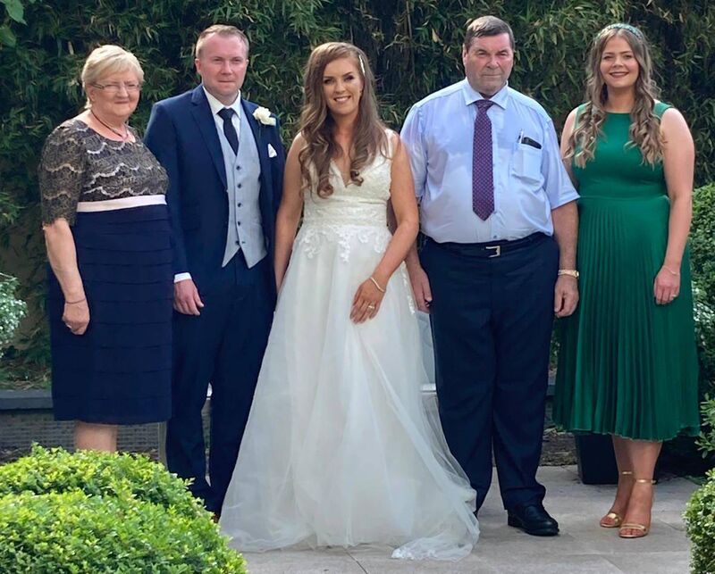 Áine Riordan and Michael Fitzgerald with the groom's family, his parents Mary and Michael Fitzgerald and sister Ciara Fitzgerald
