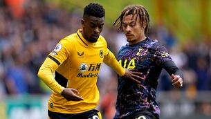 <p>Wolverhampton Wanderers' Nelson Semedo holds off Dele Alli of Tottenham Hotspur. Picture:: David Davies/PA Wire.</p>