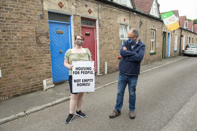 Some 10% of all publicly-owned houses in the historic terraces in the heart of Blackpool are currently vacant, according to Solidarity TD Mick Barry, who organised the protest with councillor Fiona Ryan.