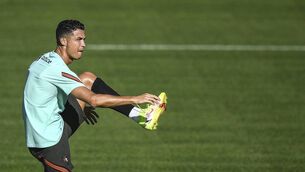 <p>Portugal's forward Cristiano Ronaldo attends a training session at Cidade do Futebol training camp ahead of the clash with Ireland. Picture: Getty Images</p>