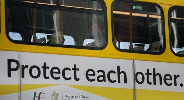 People wearing facemasks on public transport during the Covid-19 pandemic in Dublin's city centre. Picture: Gareth Chaney/Collins 
