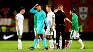 <p>Ireland's Gavin Bazunu dejected after the game. Picture: INPHO/Ryan Byrne</p>