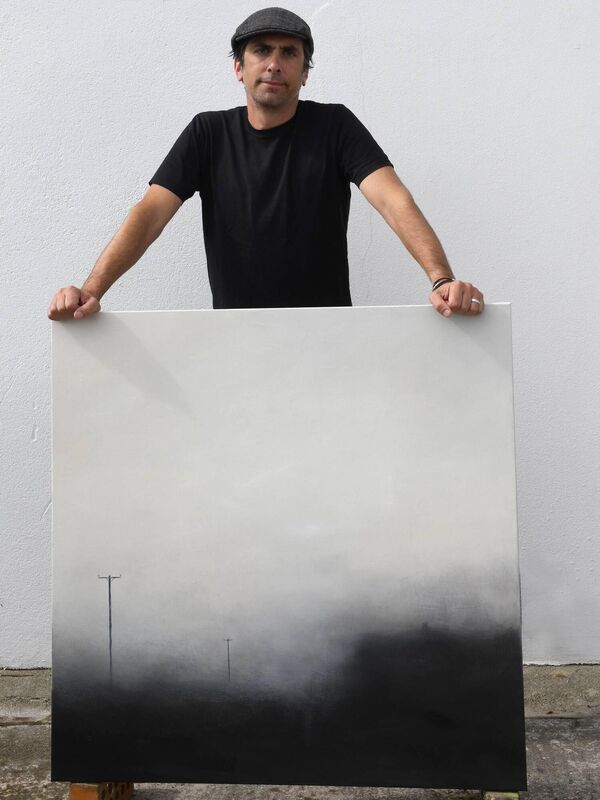 Pascal Ungerer with one of the pieces on display at the exhibition at Cork County Library. 