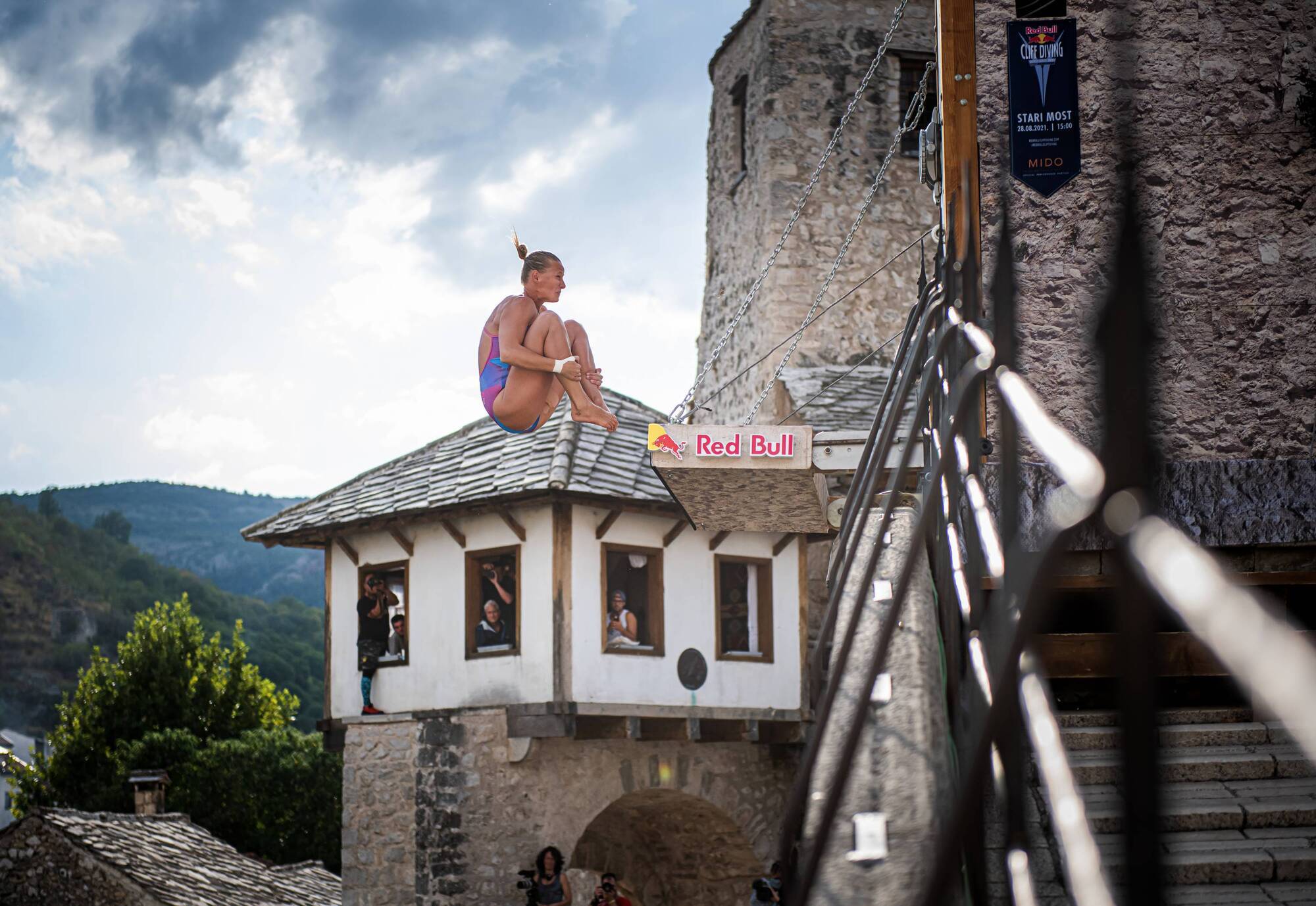 Rhiannan Iffland of Australia dives from the 21-metre platform in Mostar, Bosnia and Herzegovina. 